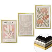 WANDBILDER 3er Set - 40x60 cm Goldrahmen - Abstrakte Pflanzenformen - Goldfarben, Kunststoff (40/60cm) - ArtPrintCave