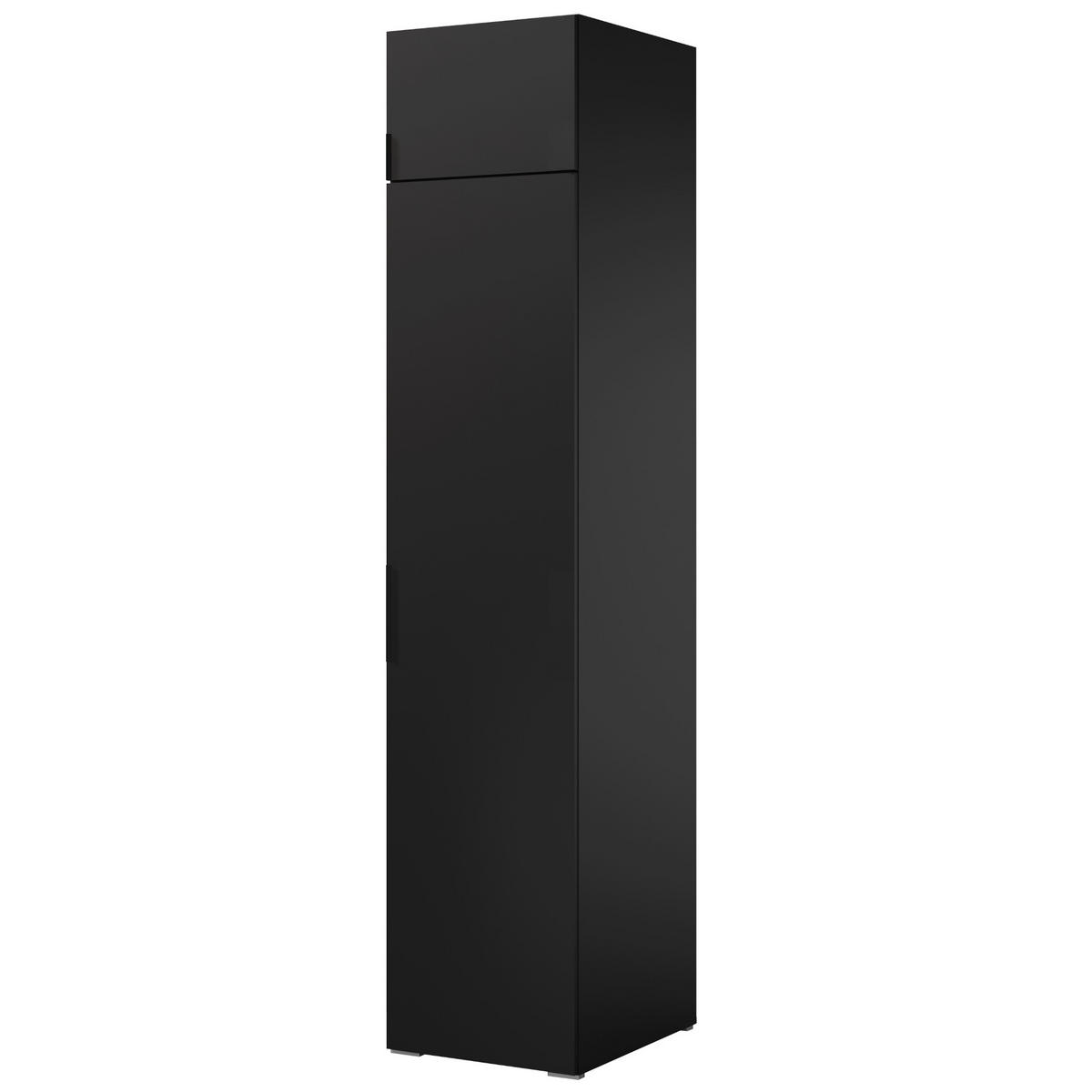 DREHTÜRENSCHRANK mit Aufsatz Napoli 1D 50 Schwarz (schwarzer oder goldener Griff) - Silberfarben/Schwarz, Holzwerkstoff/Kunststoff (50/35/60cm) - mzm24