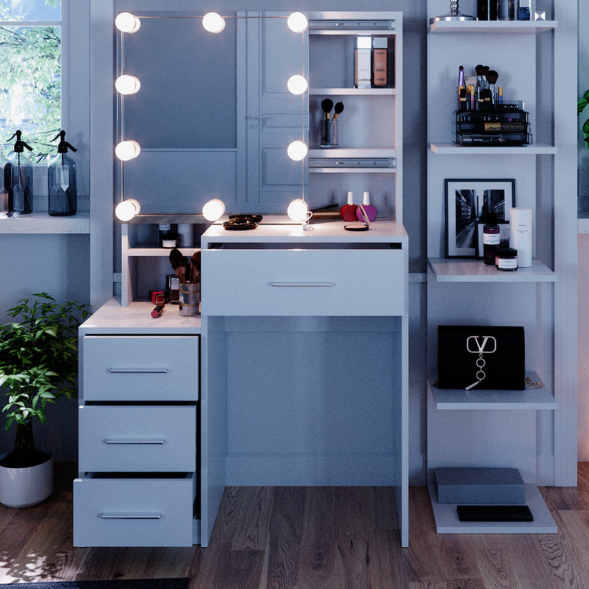 TOALETNÍ STOLEK Conrada Bílá - bílá, kompozitní dřevo (80/131.6/36cm) - Vicco