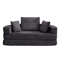 SCHLAFSOFA DE-33440 ovales Klappsofa-Bett mit 3 Kissen Schwarz - Schwarz, Textil (173/40/176cm) - ComfortXL