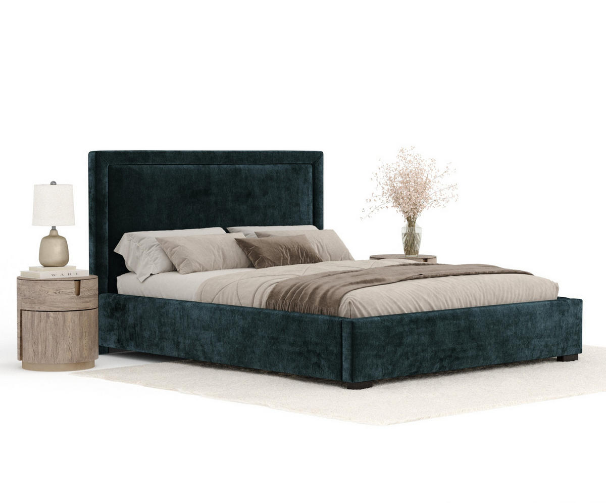 POLSTERBETT Ordina Türkisfarben 120/200 cm im Chenille-Stoff - Türkis/Schwarz, Holz/Holzwerkstoff (120/200cm) - Maison de Reve