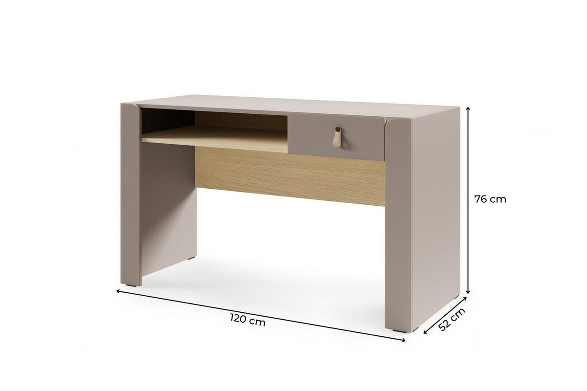 KINDERSCHREIBTISCH SOVI 16 120 / 76 / 52 cm in Porcini / Eiche Mavelie - Greige/Eichefarben, Holzwerkstoff (120/76/52cm) - Deine Möbel 24