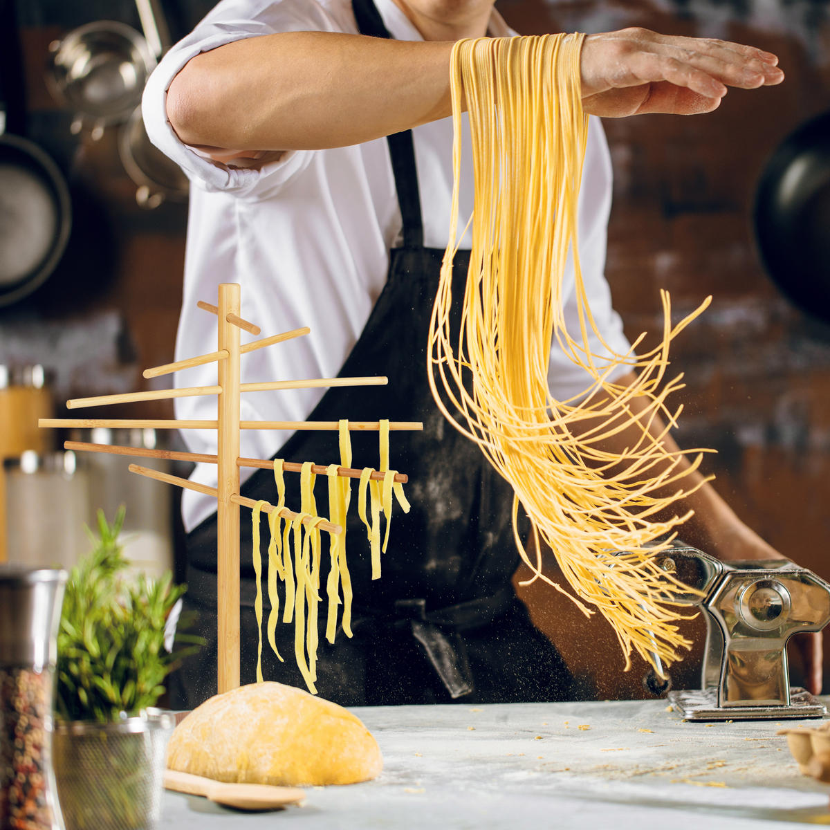 NUDELTROCKNER - Hellbraun, Holz (34cm) - Relaxdays