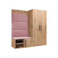 GARDEROBEN-SET Medi I - Hellrosa/Schwarz, Holzwerkstoff/Kunststoff (80/191/50cm) - MIRJAN24