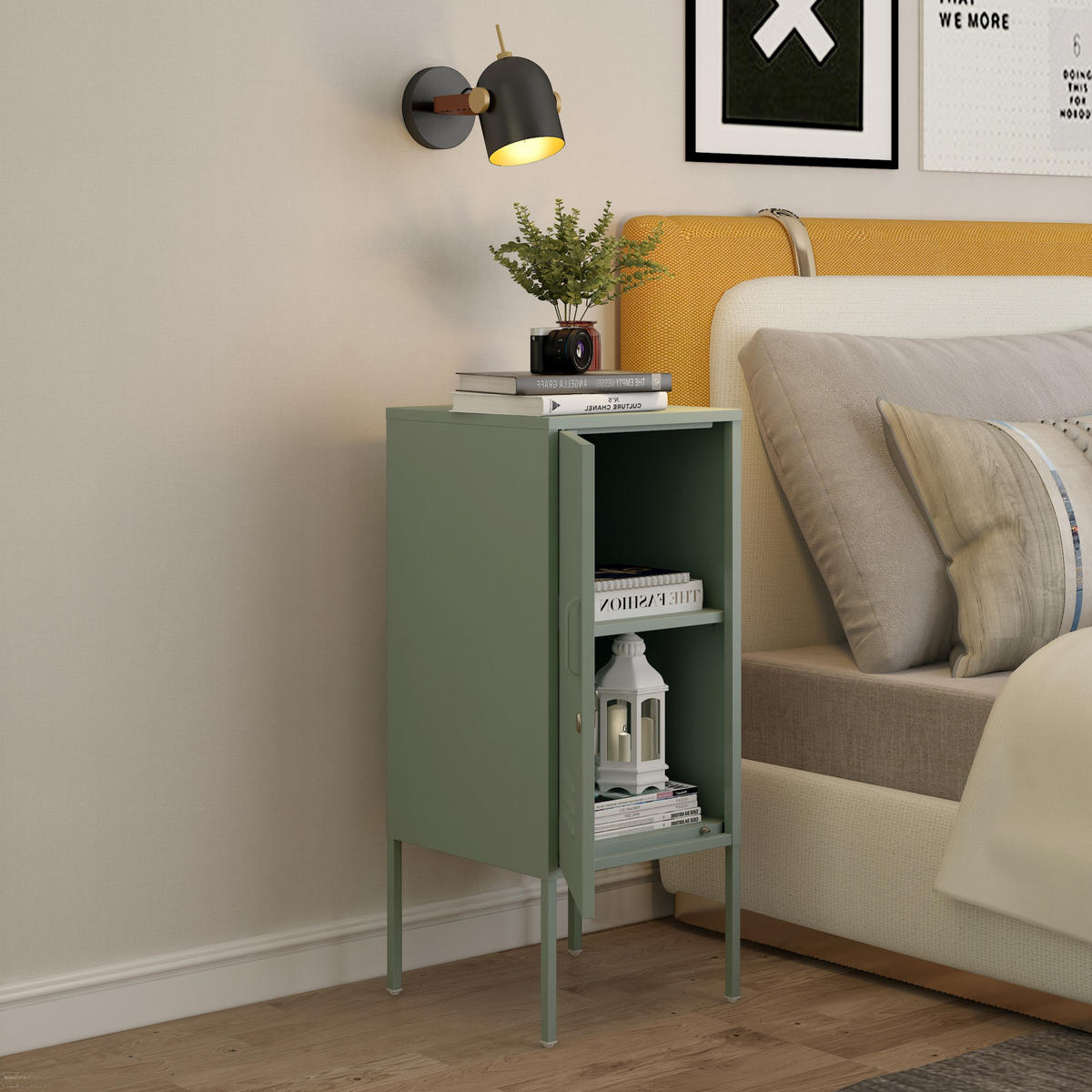 NACHTTISCH Hausjärvi - Mintgrün, Metall (35/82/35cm) - [en.casa]