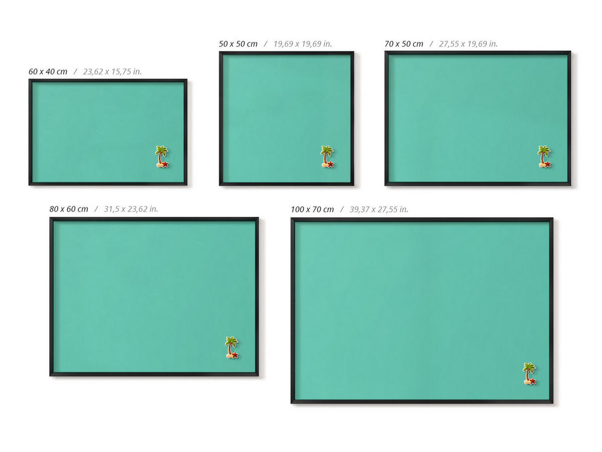 MAGNETTAFEL 70x50 cm Schwarzer Rahmen Minzgrün - Smaragdgrün, Metall (70/50/0.4cm) - TULUP