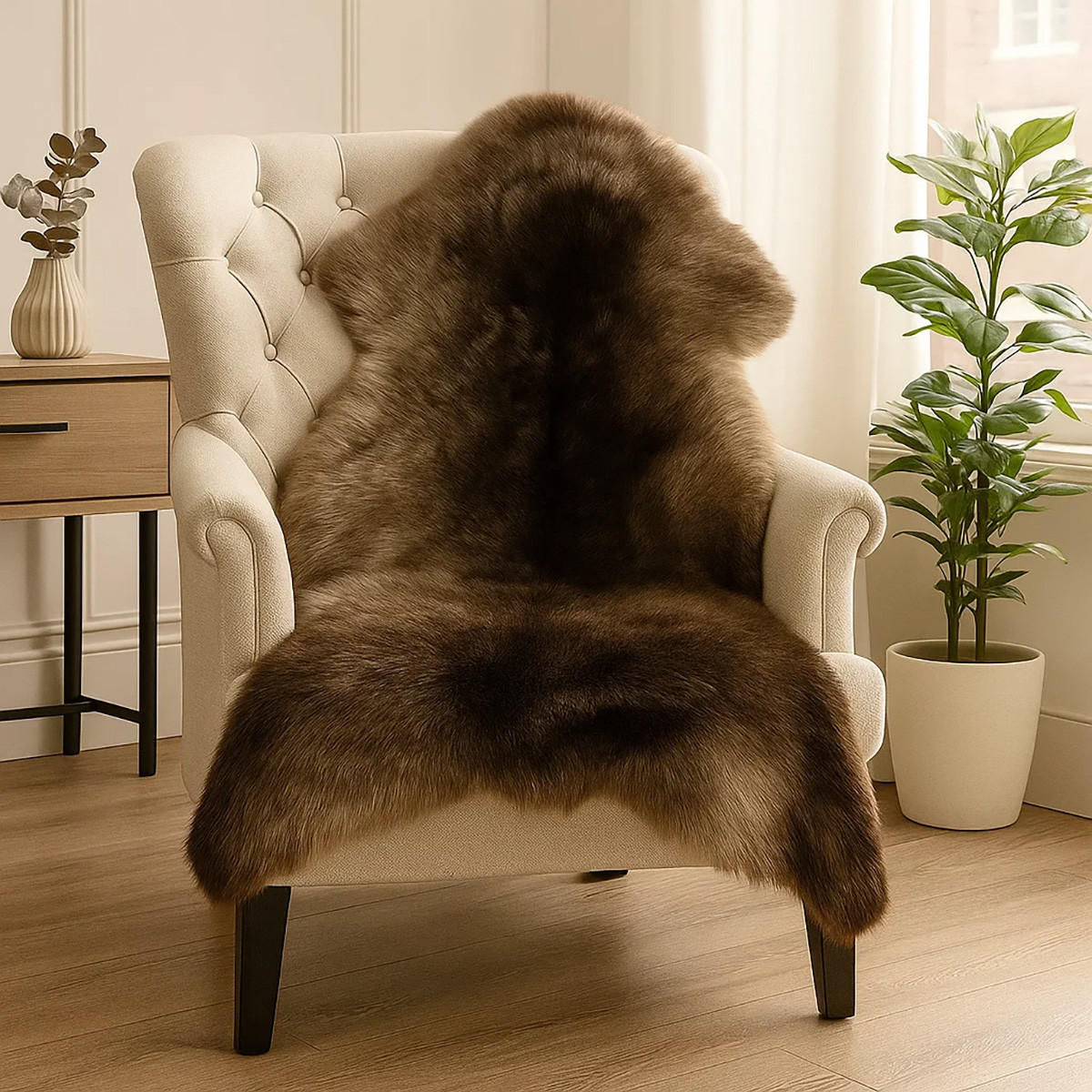 SCHAFFELL Natur Taupe ca. 110 cm - Taupe, Fell (60/110cm) - Provellus