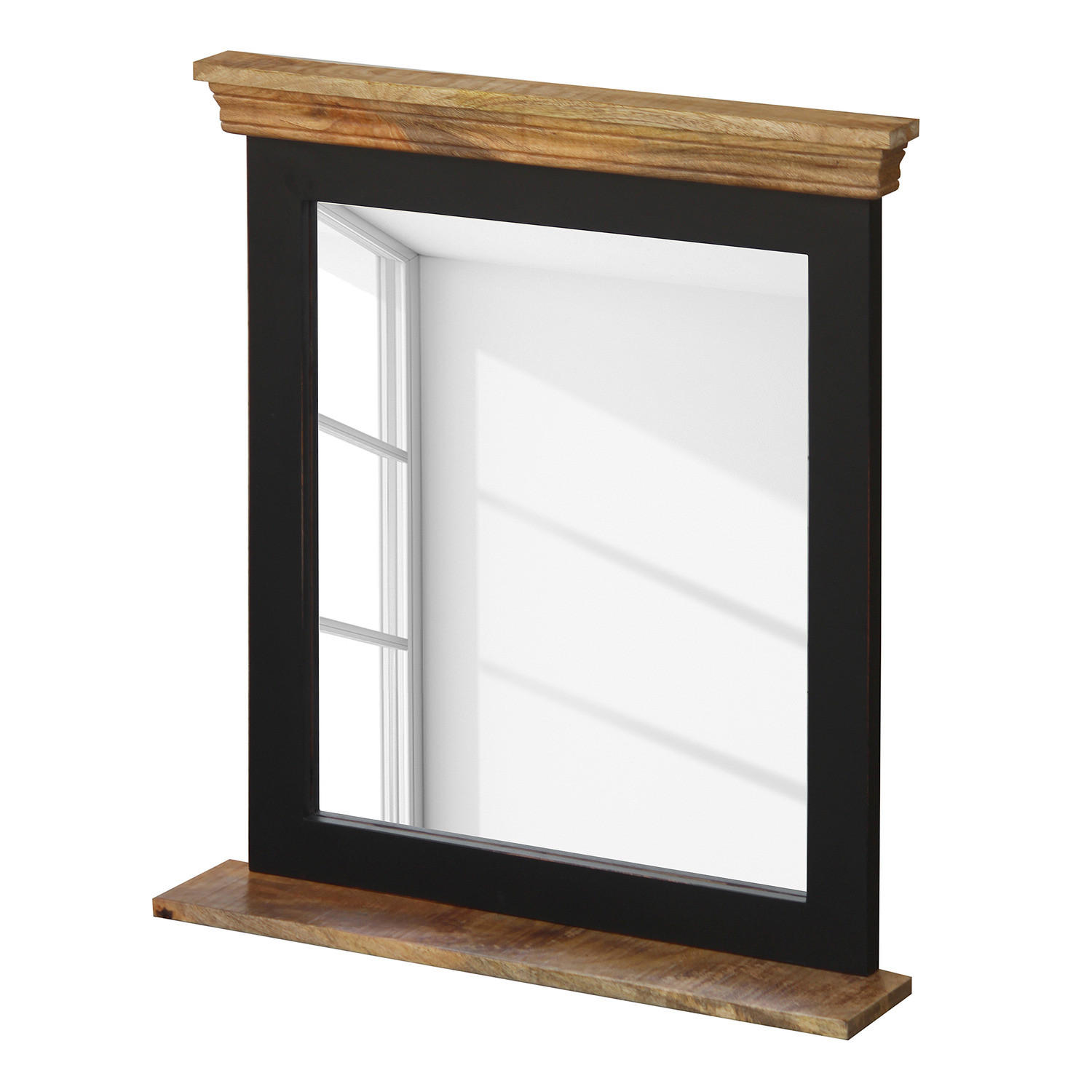 MASSIVER SPIEGEL - Mango Massiv - Schwarz, Holz/Holzwerkstoff (70/80/13cm) - home24