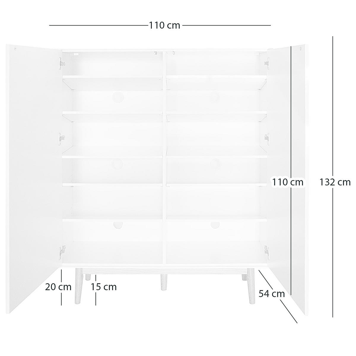 SCHUHKOMMODE mit 2 Türen - Eichefarben/Grau, Holzwerkstoff (110/132/38cm) - home24