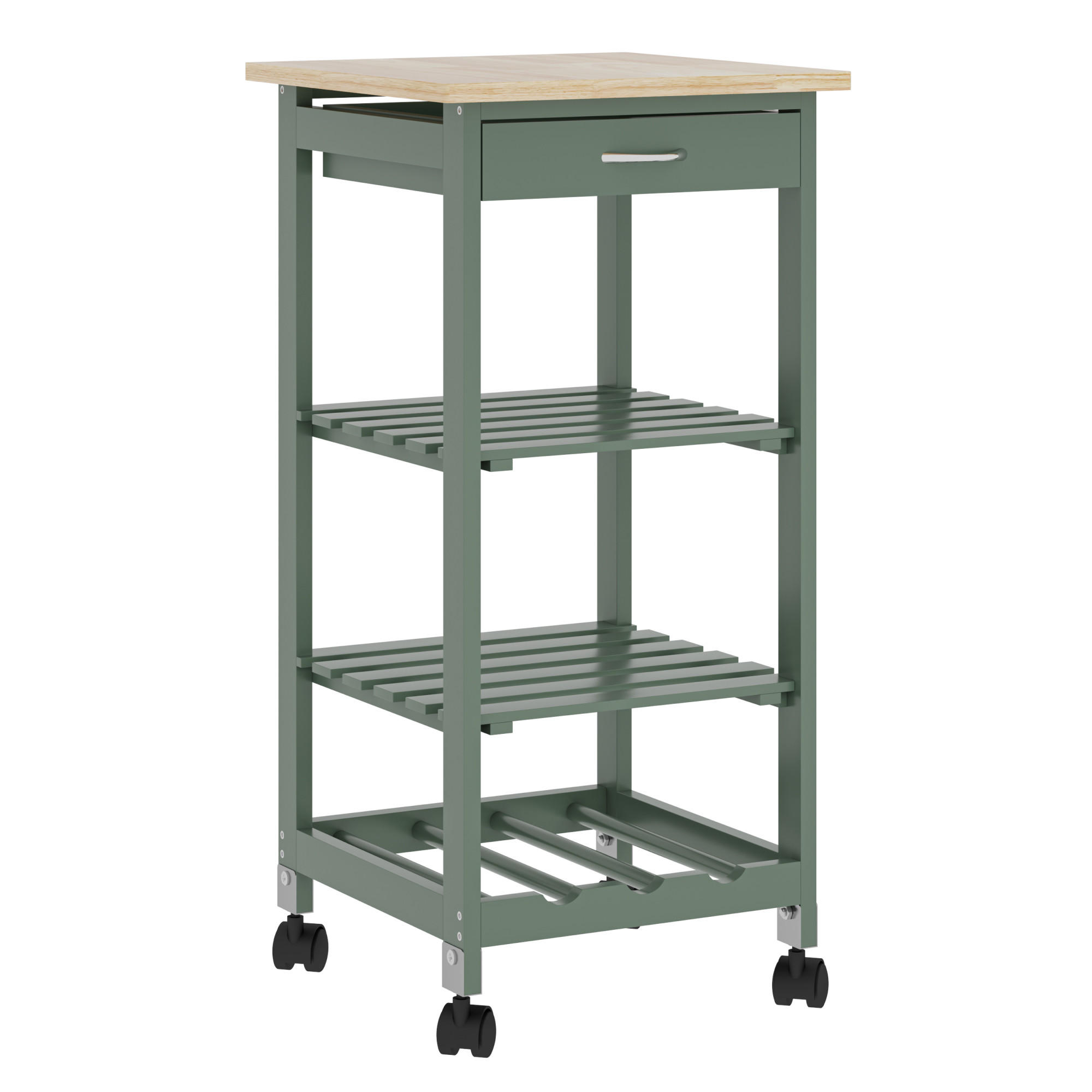 SERVIERWAGEN Biel - Grün, Holzwerkstoff (37/76/37cm) - [en.casa]