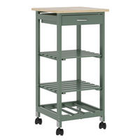 SERVIERWAGEN Biel - Grün, Holzwerkstoff (37/76/37cm) - [en.casa]