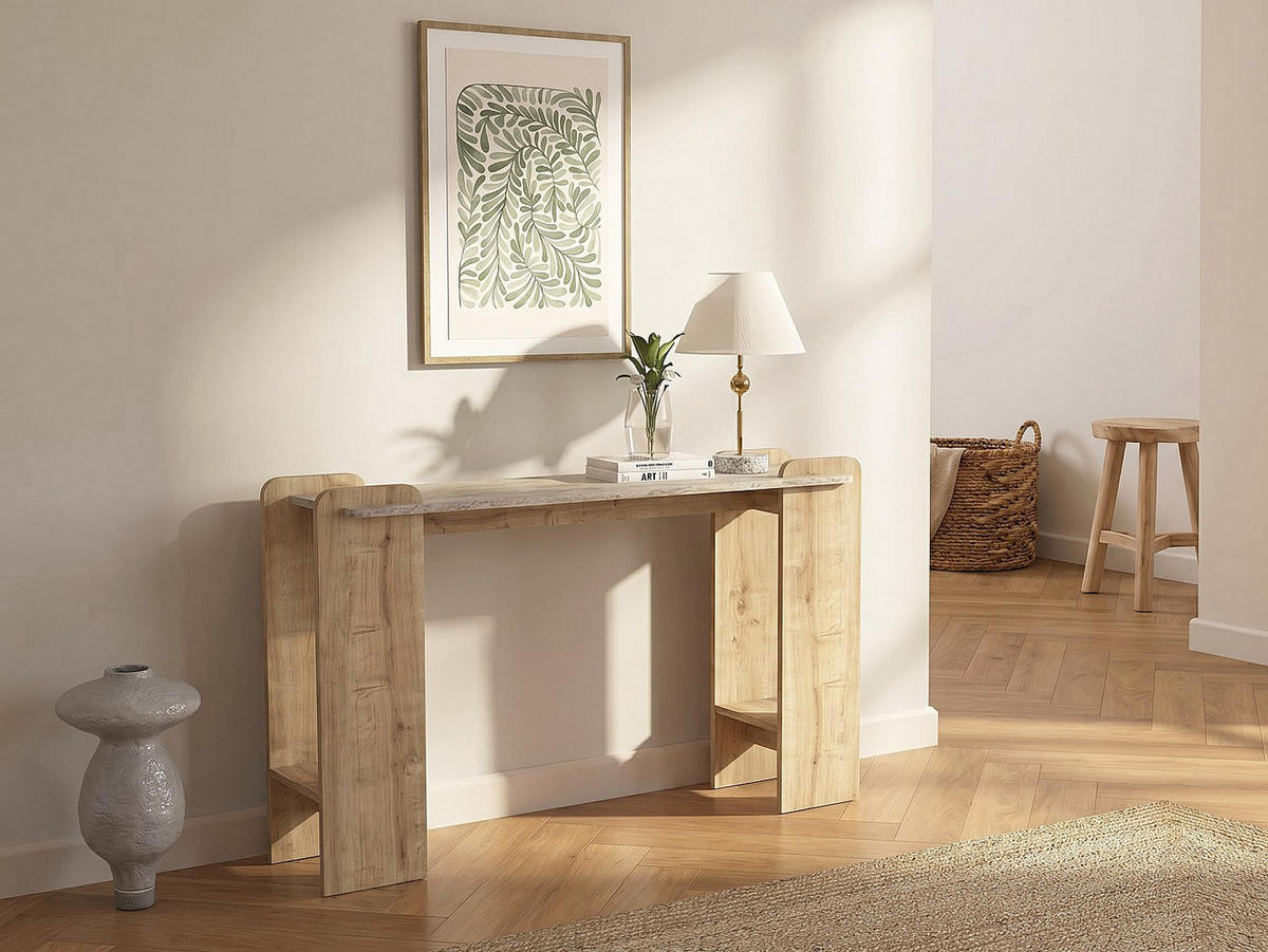 KONSOLENTISCH - 130.8 cm x 35 cm - holz - beige, naturfarben hell Osenya - Beige/Naturfarben, Holz (35/130.8/76.8cm) - Vente-Unique