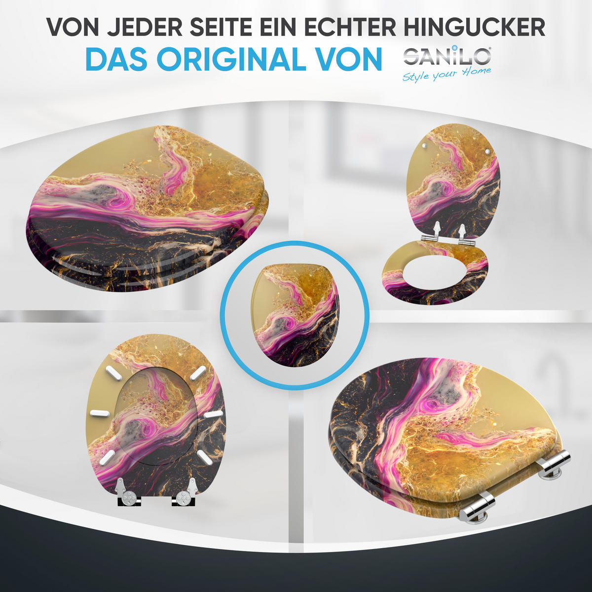 WC Sitz mit Absenkautomatik Brillante - Goldfarben, Holzwerkstoff (38/6/47cm) - Sanilo