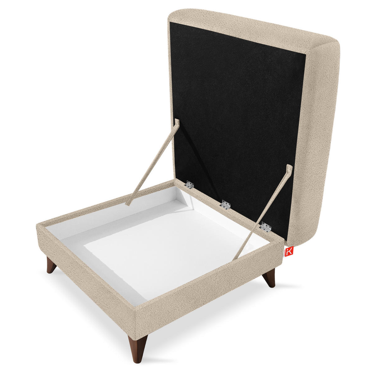 HOCKER GUSTAVO Bouclé, Creme - Creme, Holz/Holzwerkstoff (92/49/92cm) - KONSIMO®