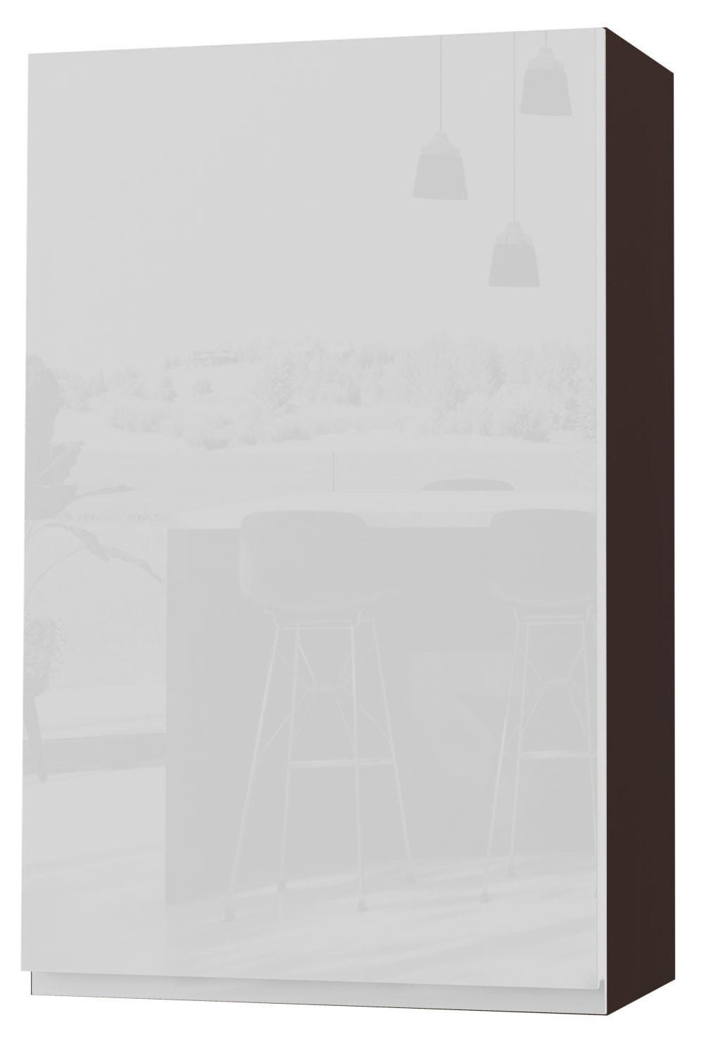 HÄNGESCHRANK Florence W4/60/1 Lava / RAL 9003 signalweiß HG 60 / 32,5 / 96cm - Türanschlag rechts - Dunkelgrau/Weiß Hochglanz, Holz/Holzwerkstoff (60/96/32.5cm) - Feldmann-Wohnen