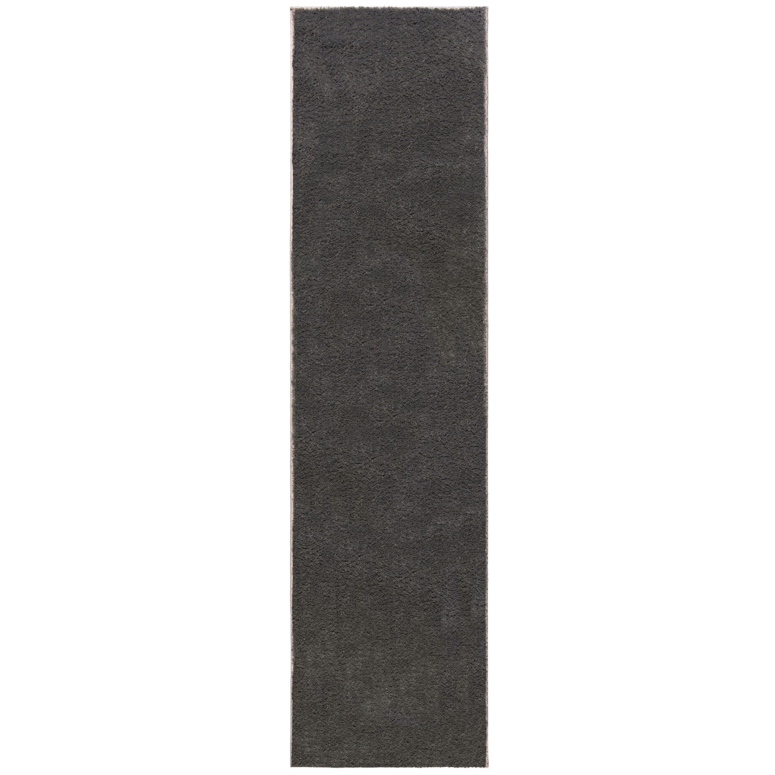 TEPPICH samtweich Uni-Muster 100% recycelt umweltfreundlich TUMMEL, Anthrazit 60x230 cm - Anthrazit, Textil (60/230cm) - KADIMA DESIGN