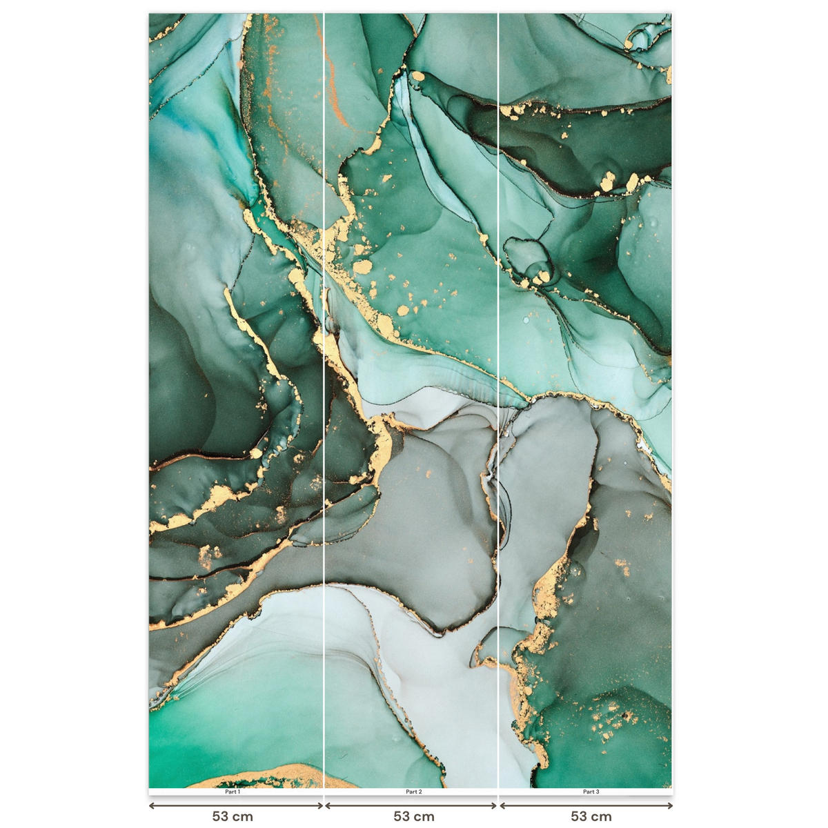TAPETE - Gold - Marmor - Grün - Luxus - Marmoroptik - Grau - 160x240 cm - Grün, Papier (160/240cm) - OnlyWow
