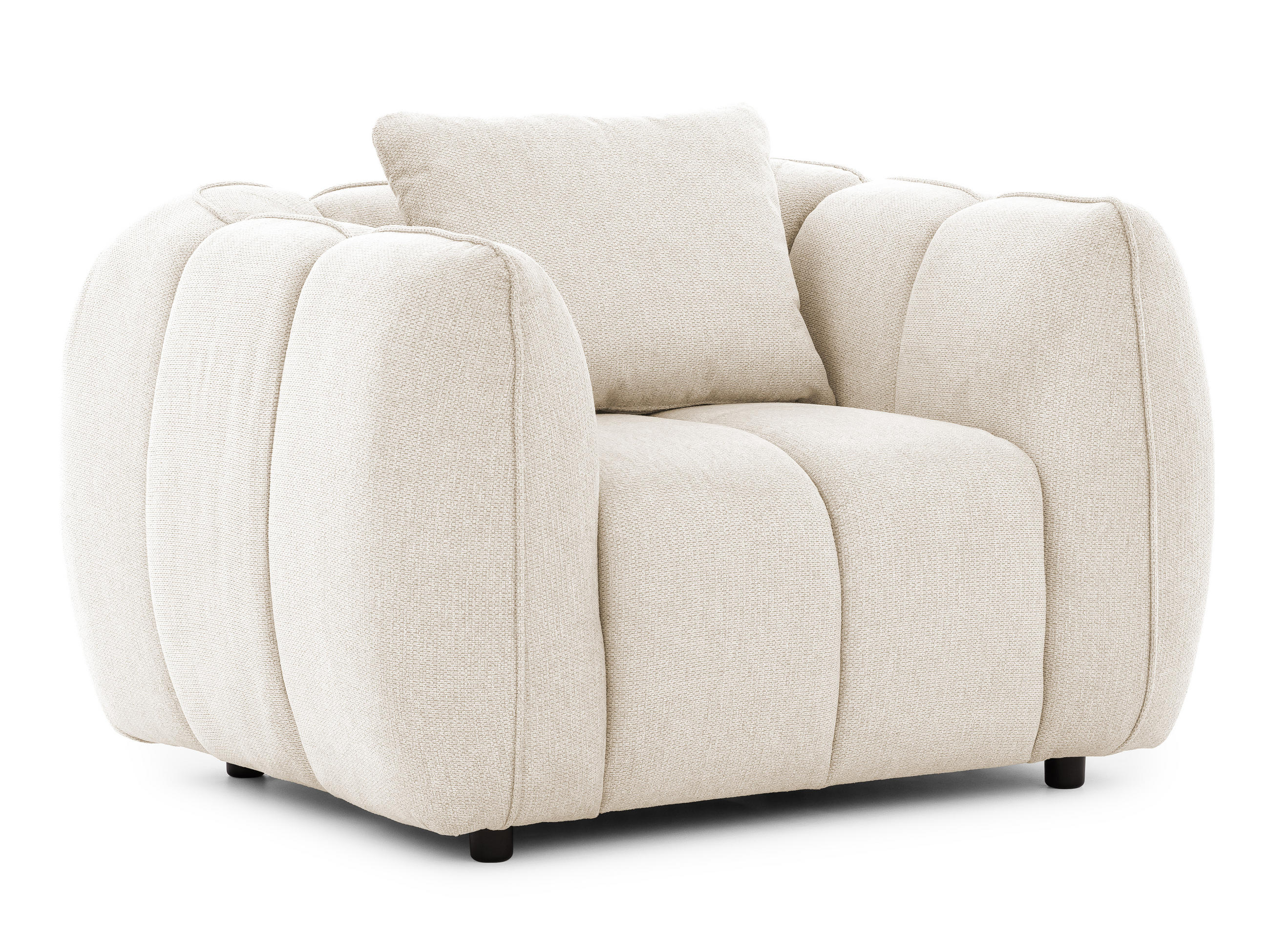 S-Style KŘESLO Nubira v hluboce prošívaném designu Bubble z měkké strukturované látky ve světle béžové barvě s moderním vzhledem