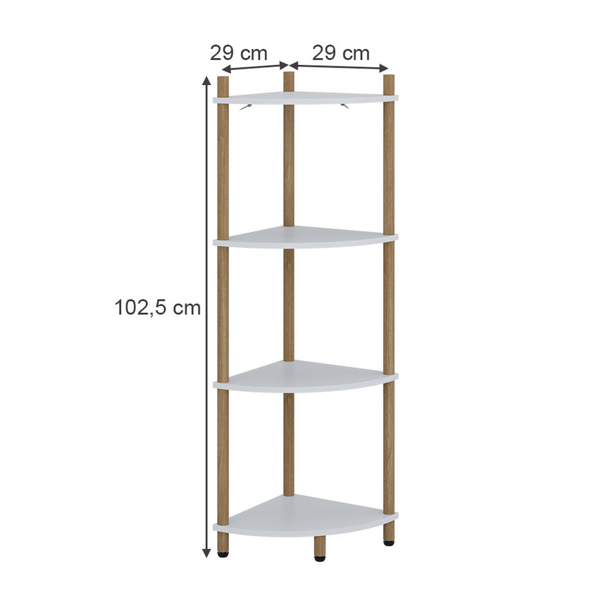 ROHOVÁ POLICE Bivio Bílá/borovice - bílá, kompozitní dřevo (29/102.5/29cm) - Vicco