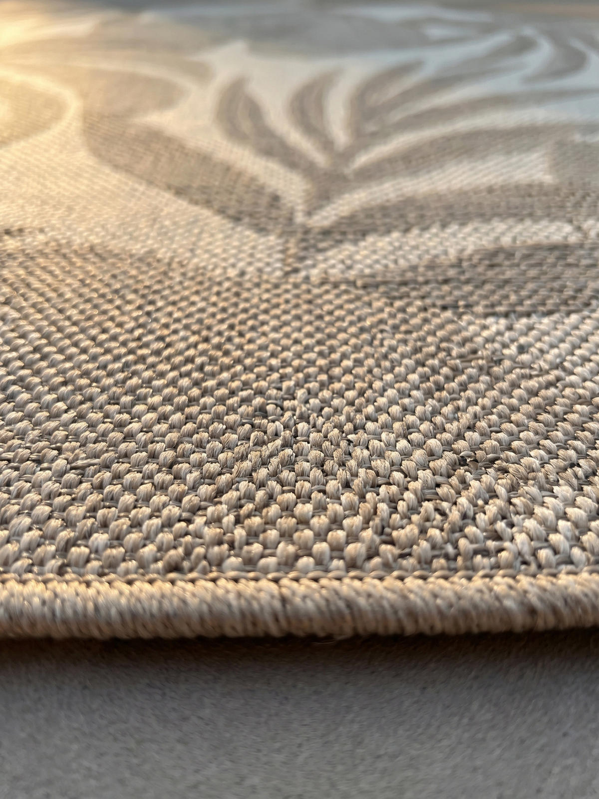 TEPPICH Outdoor VENTOUX in Beige, mit Tropen-Motiv, Ø 120 cm - Beige, Textil (120/120cm) - KADIMA DESIGN