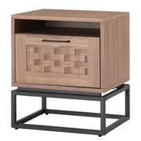 NACHTKOMMODE - Holzwerkstoff / Metall - Schwarz/Braun, Holzwerkstoff/Metall (48/55/40cm) - home24