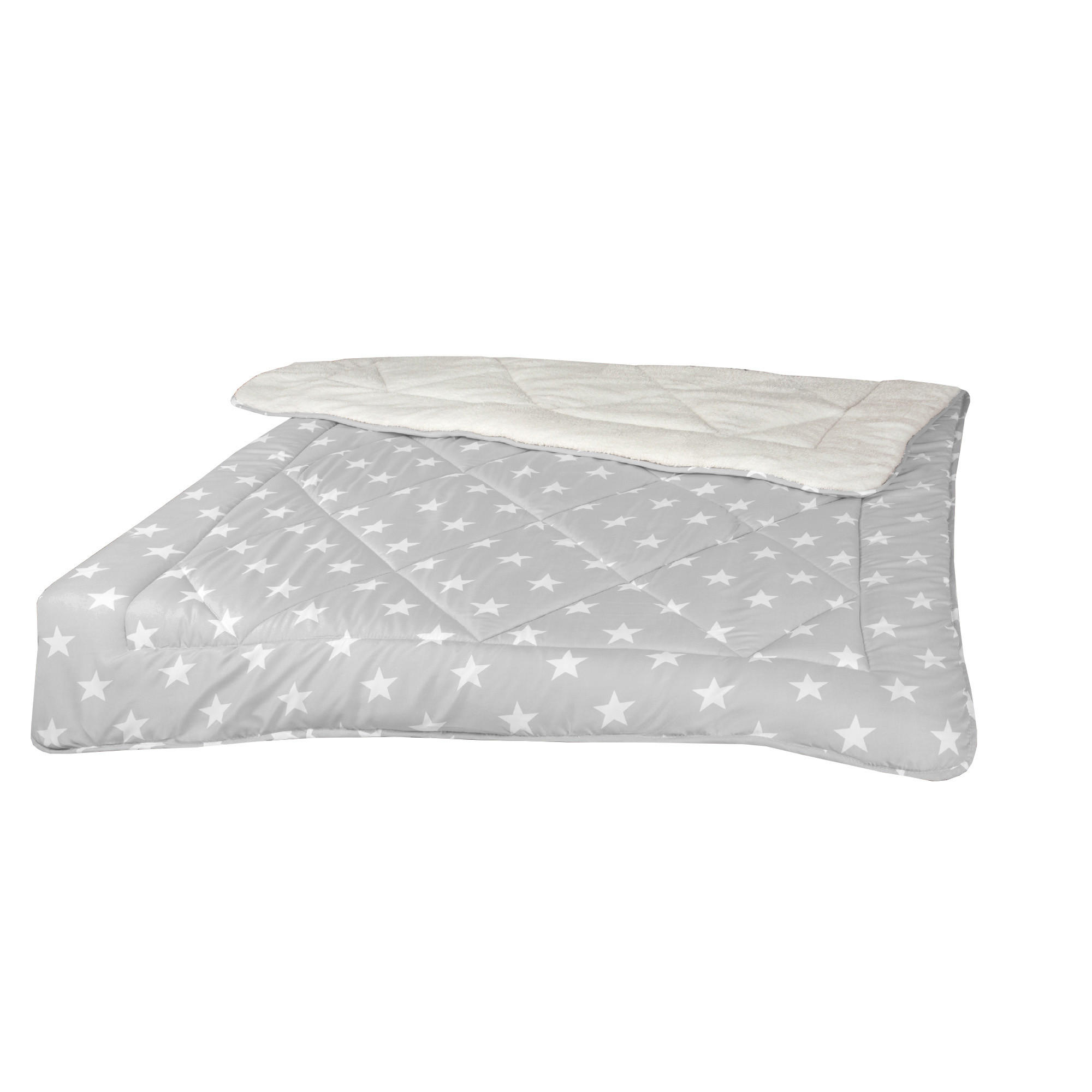 WINTERDECKE mit Sternen Grau Silber 135x200cm - Silberfarben, Textil (135/200cm)