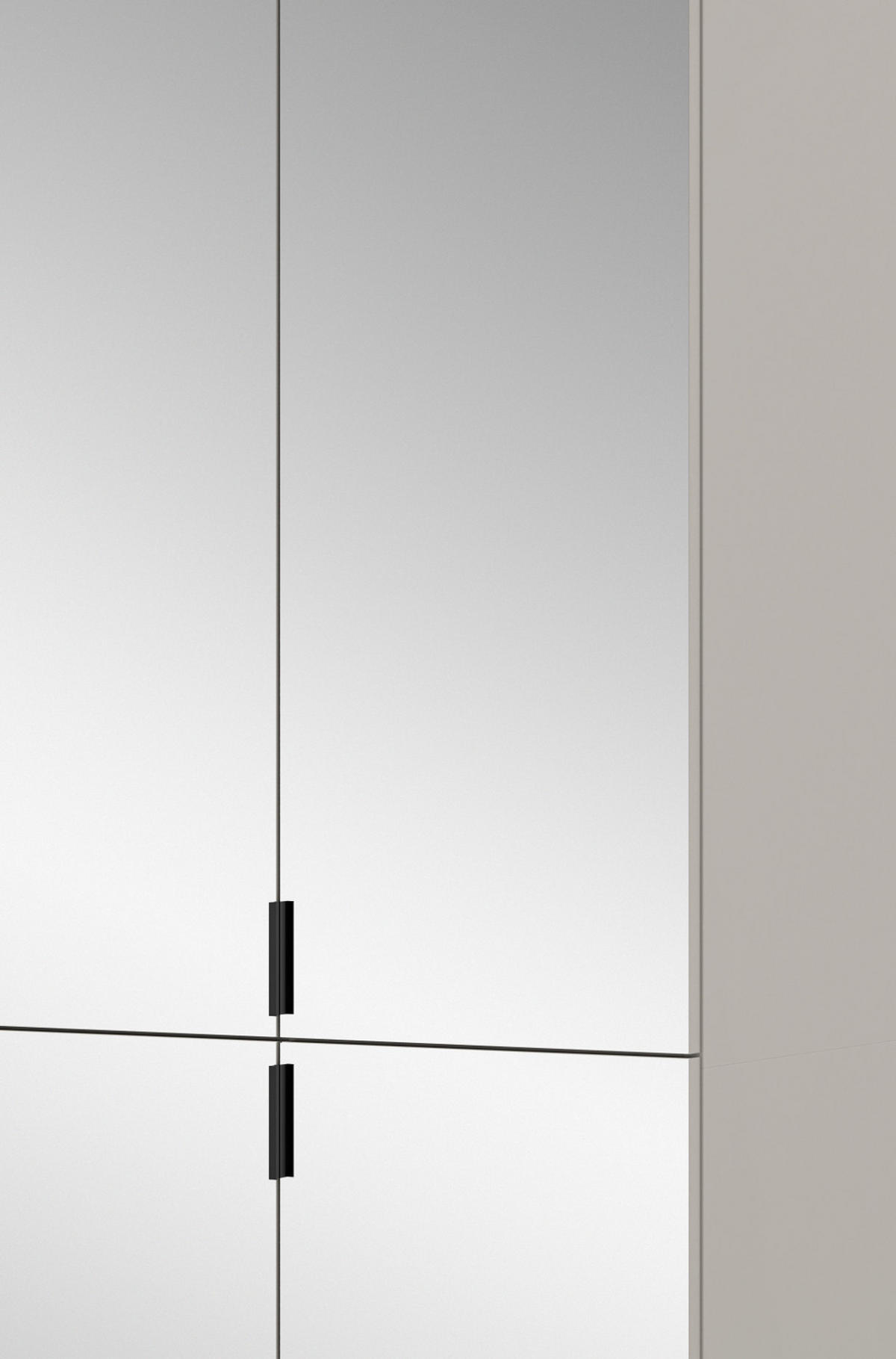 GARDEROBENSCHRANK in Kaschmir 61 x 193 cm, Flurschrank mit Spiegel - Kaschmir/Schwarz, Glas/Holzwerkstoff (61/193/34cm) - Inn.Furn
