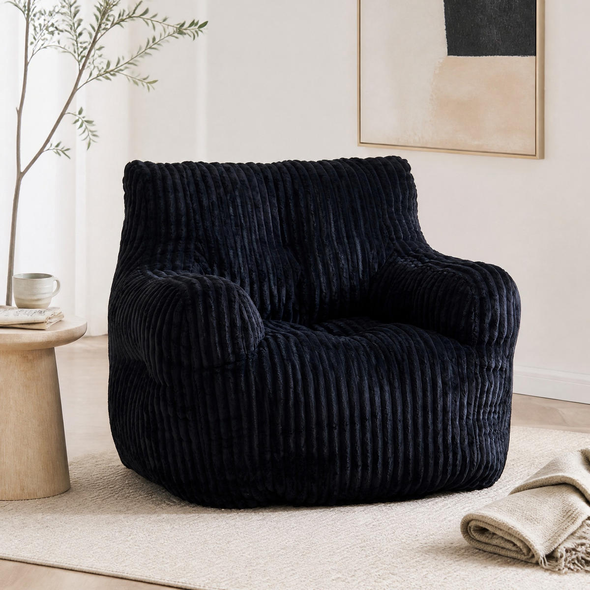 SITZSACK gepolstert 100 x 94 x 70 cm Cord Schwarz - Schwarz, Kunststoff (94/70/100cm) - Beauniv