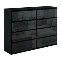 KOMMODE NUDO 120/101,5/39cm mit 8 Schubladen Türen Schwarz - Schwarz Hochglanz/Schwarz, Holzwerkstoff (120/101.5/39cm) - MASSENO