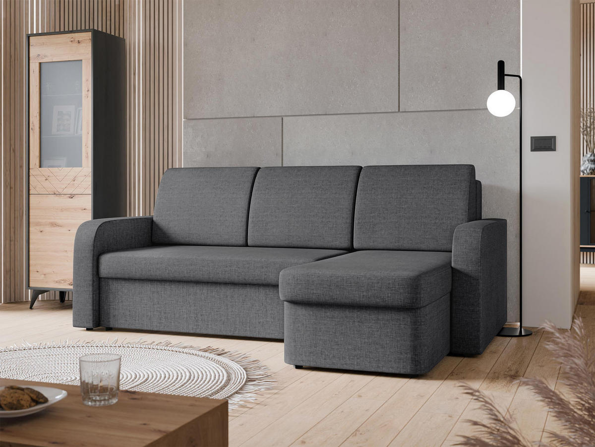 ECKSOFA Totii - Schwarz/Grau, Holz/Kunststoff (210/153cm) - MIRJAN24