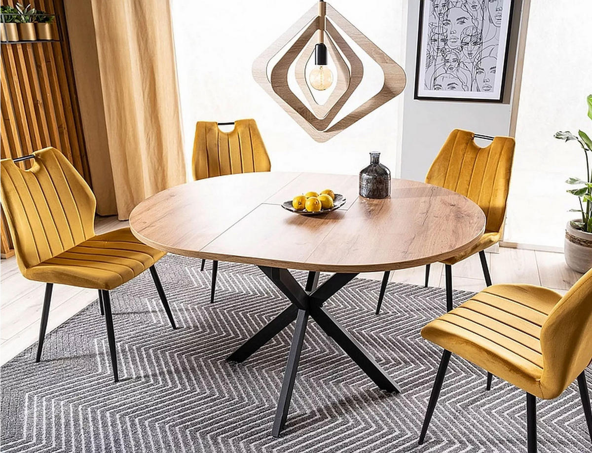 ESSTISCH Gaston Eiche Artisan / Schwarz 100-135 / 100 / 75cm - Schwarz/Eiche Artisan, Holz/Holzwerkstoff (100/100/75cm) - Feldmann-Wohnen