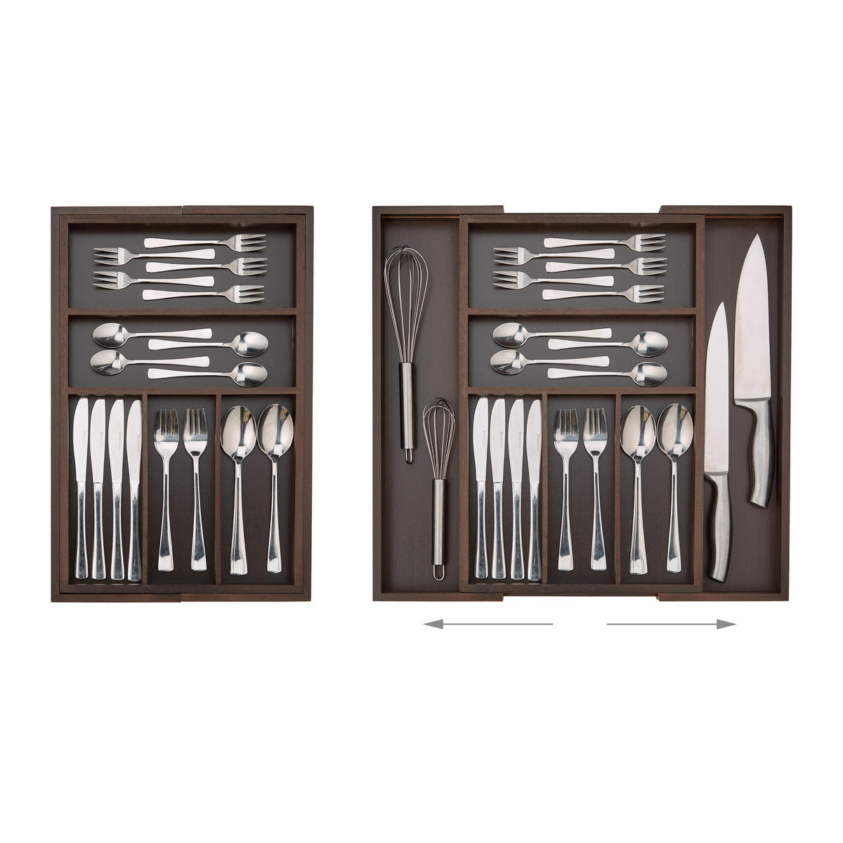 BESTECKEINSATZ - Dunkelbraun, Holz/Holzwerkstoff (48/5/46cm) - Relaxdays