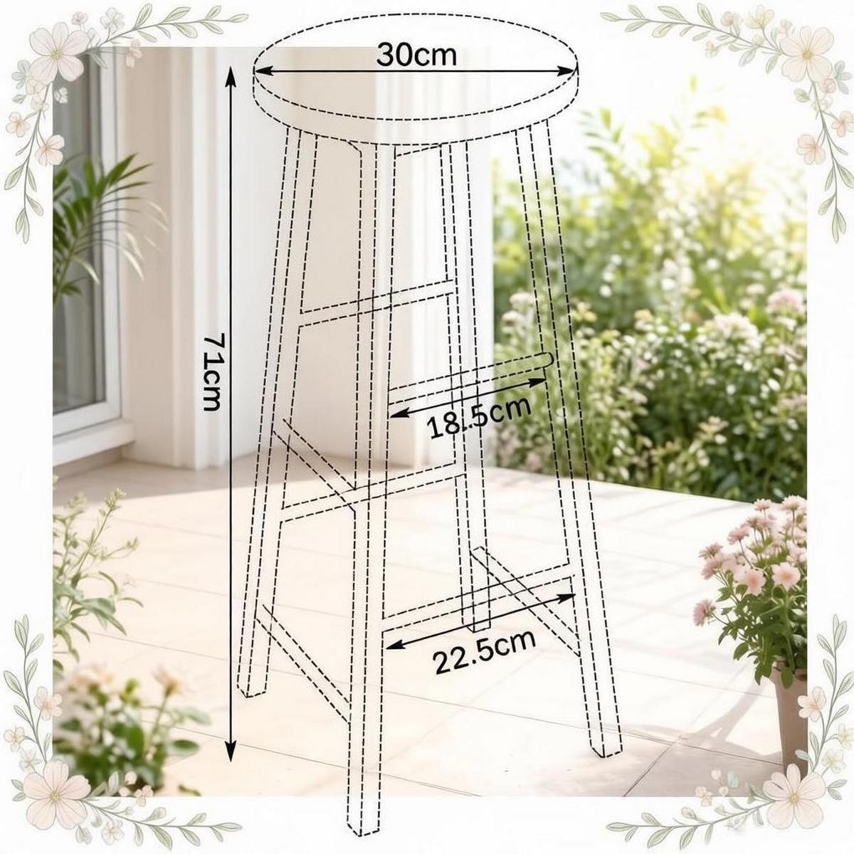 BARHOCKER 2er-Set mit Fußlehne Eichefarben - Eichefarben, Metall (30/71/30cm) - MIVRAY