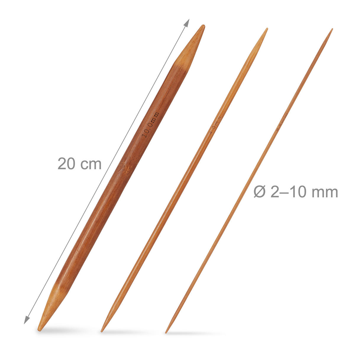 76-DIELNA súprava ihlíc - hnedá, drevo/textil (1/1cm) - Relaxdays