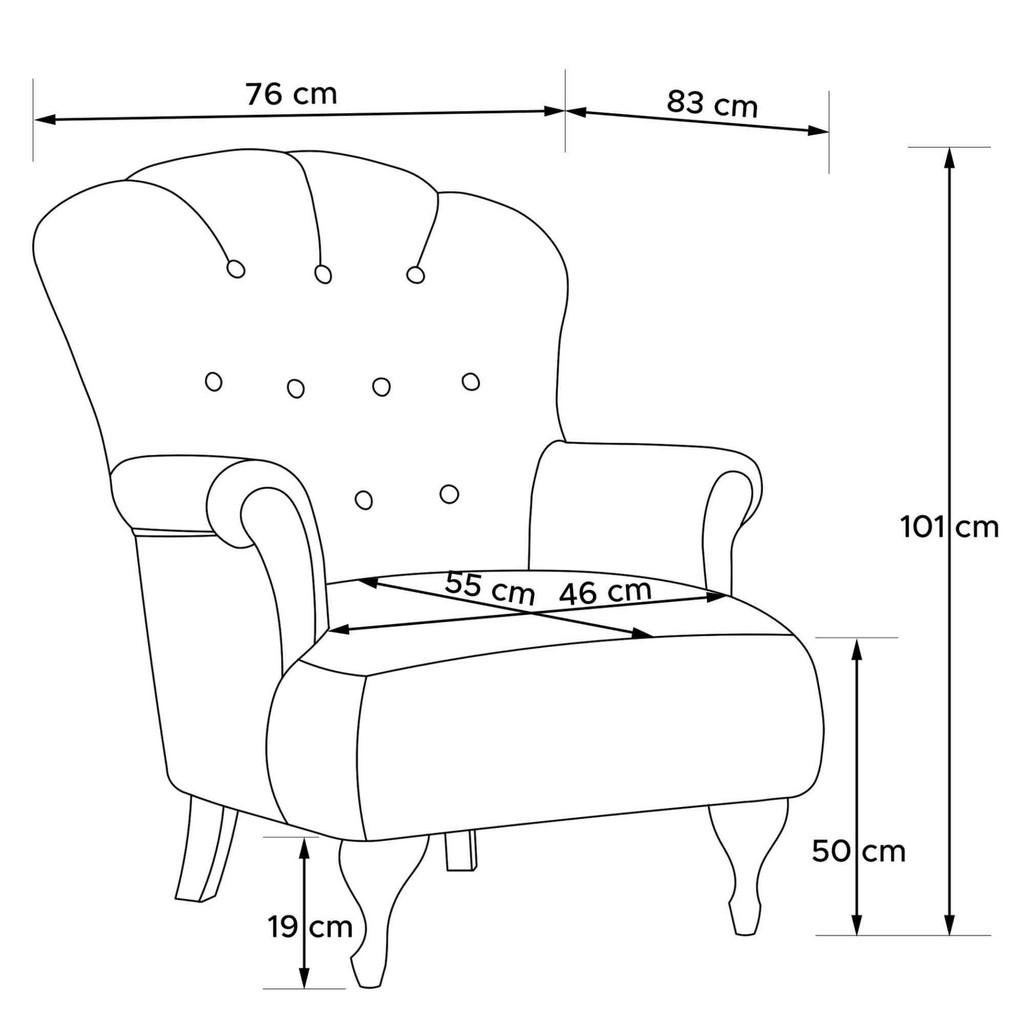 Thumbnail - Konsimo® Sessel, Grau, Holz, Holzwerkstoff, Textil, 76x101x83 cm, Wohnzimmer, Sessel, Polstersessel