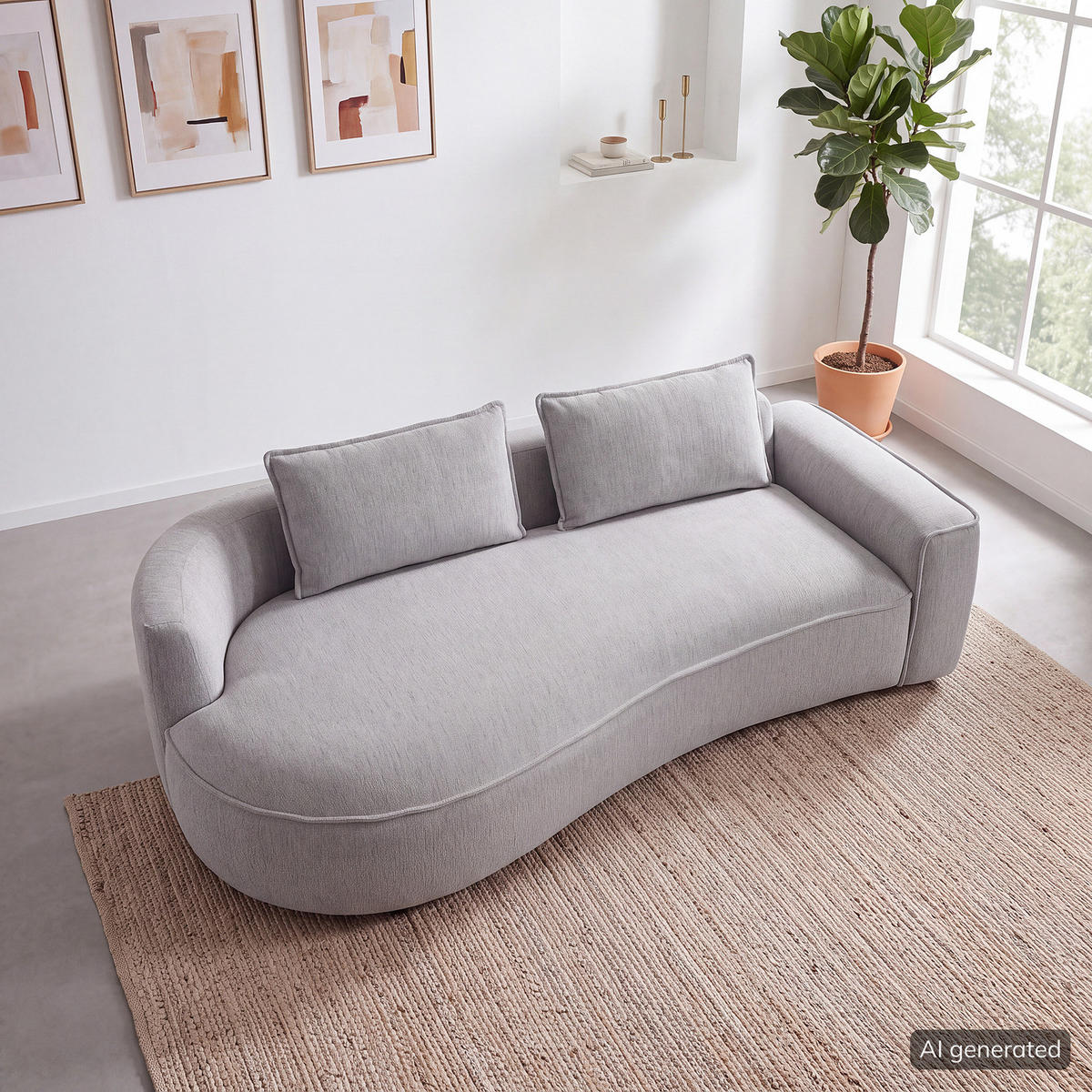 2,5-SITZER SOFA - Hellgrau/Schwarz, Kunststoff/Textil (217/82/146cm) - home24
