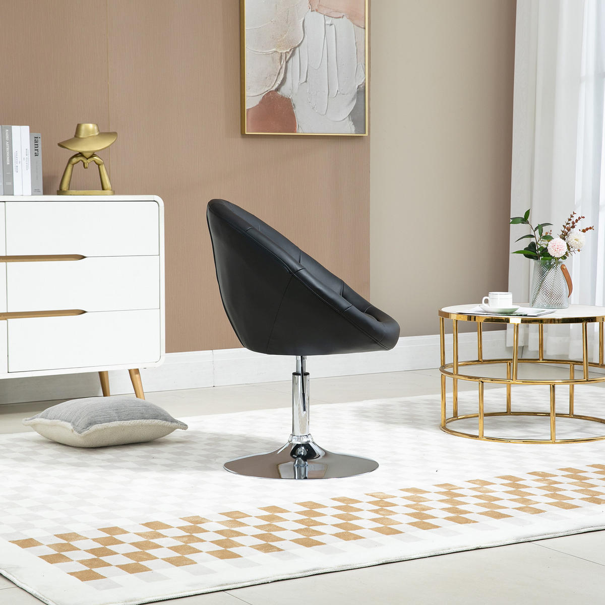 COCKTAILSESSEL HAVANNA Kunstleder Schwarz - Silberfarben/Schwarz, Textil (62/88/58cm) - SVITA