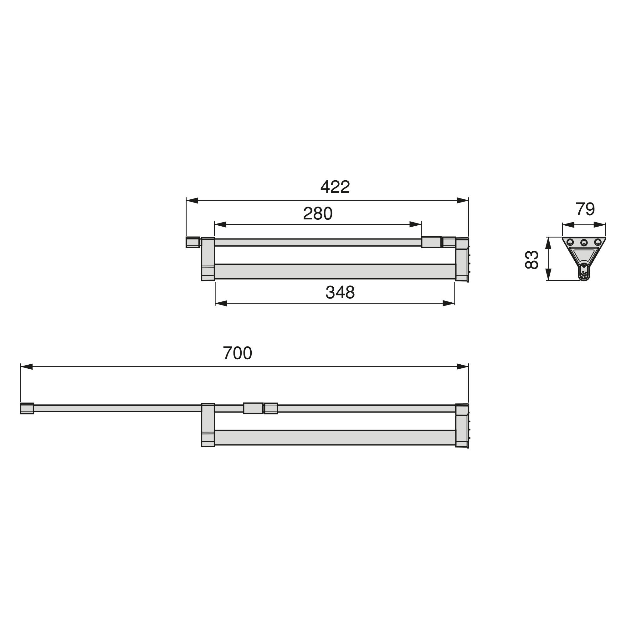 KLEIDERSTANGE Ausziehbarer für Schränke, Schwarz, Aluminium - Schwarz, Metall (7.9/9/42.2cm) - EMUCA