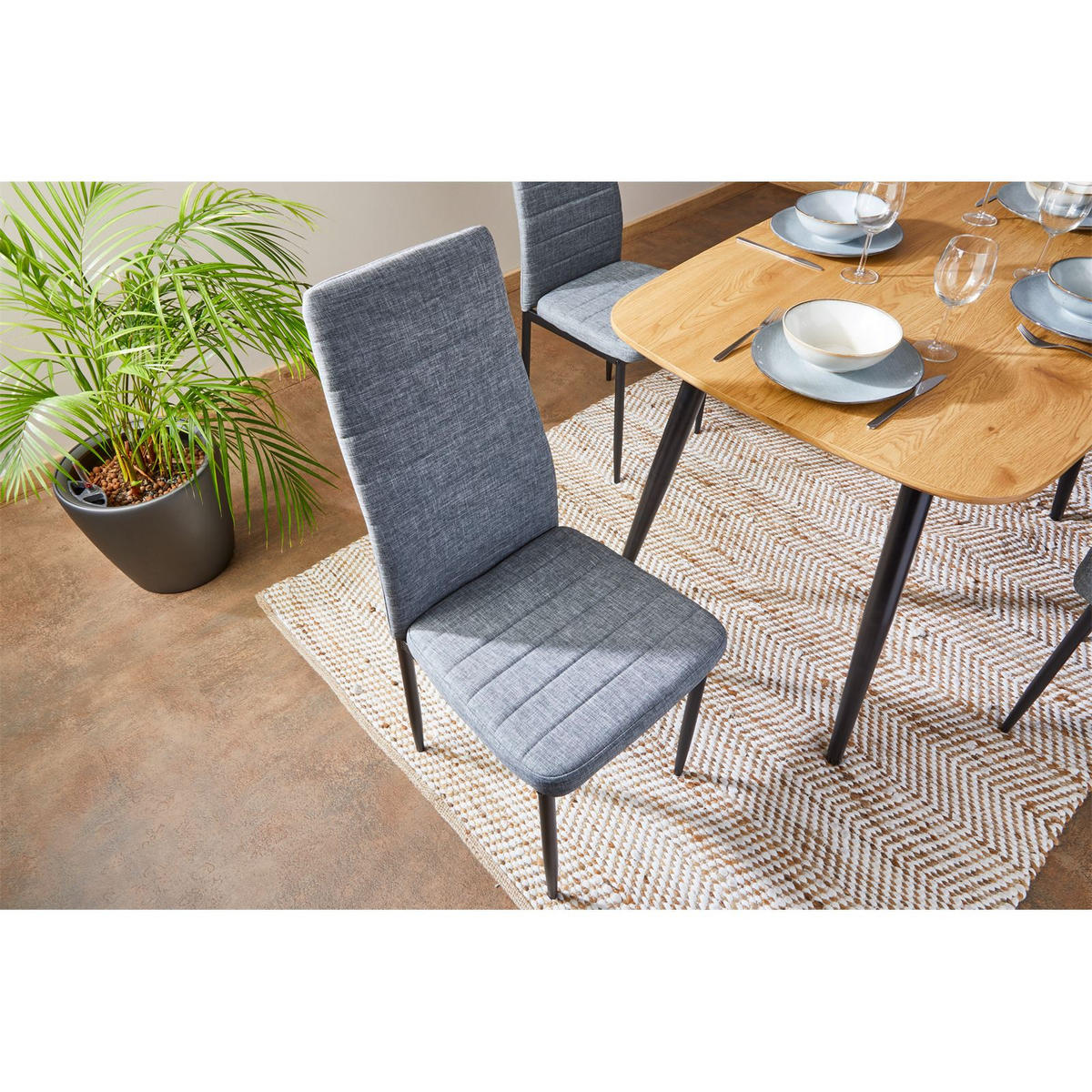 ESSZIMMERSTUHL NATHALIE 4er-Set grau/schwarz - Schwarz/Grau, Textil (43/100/50cm) - IDIMEX