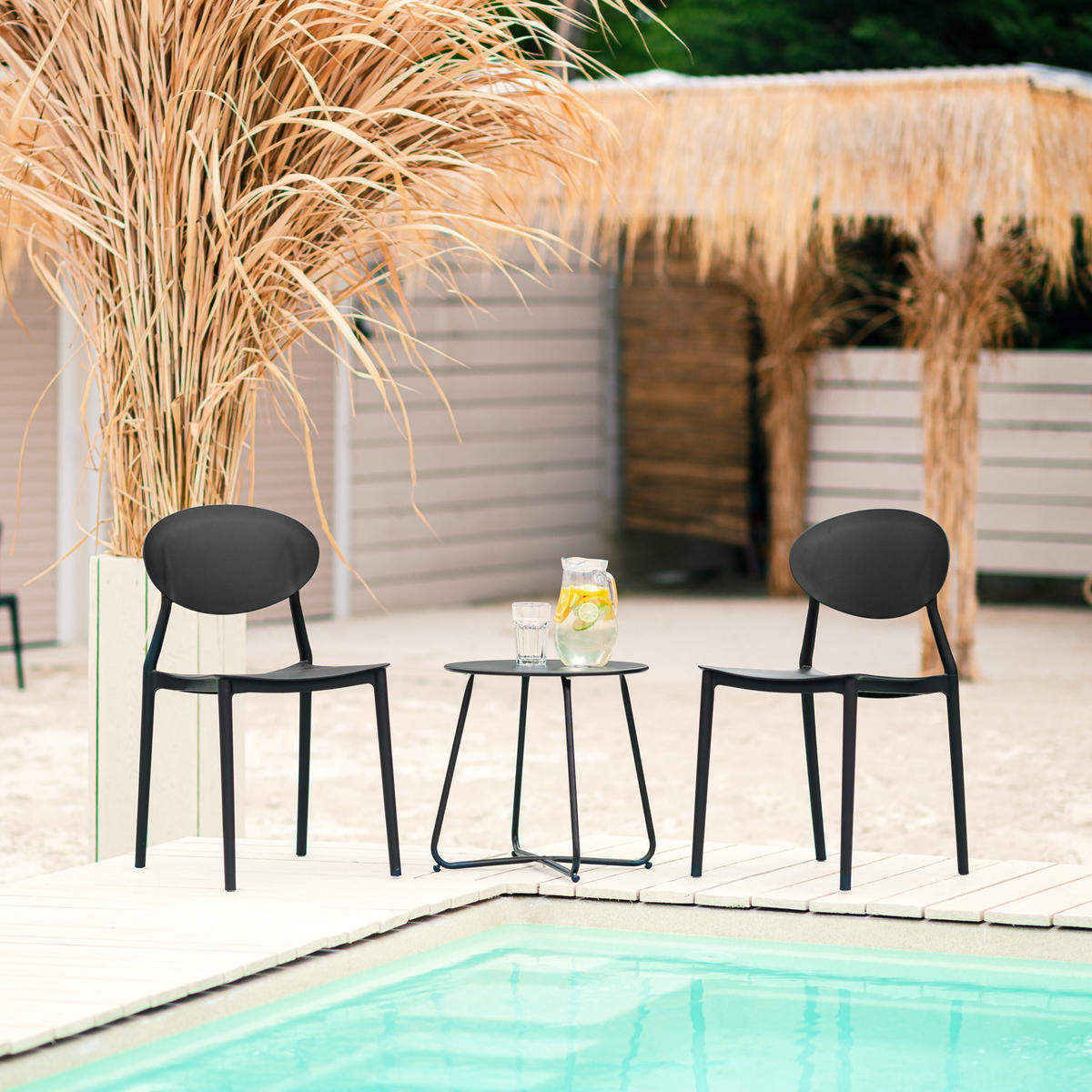 GARTENSTUHL 4er-Set Kunststoff Schwarz - Schwarz, Kunststoff (41/80/51cm) - Homestyle4u