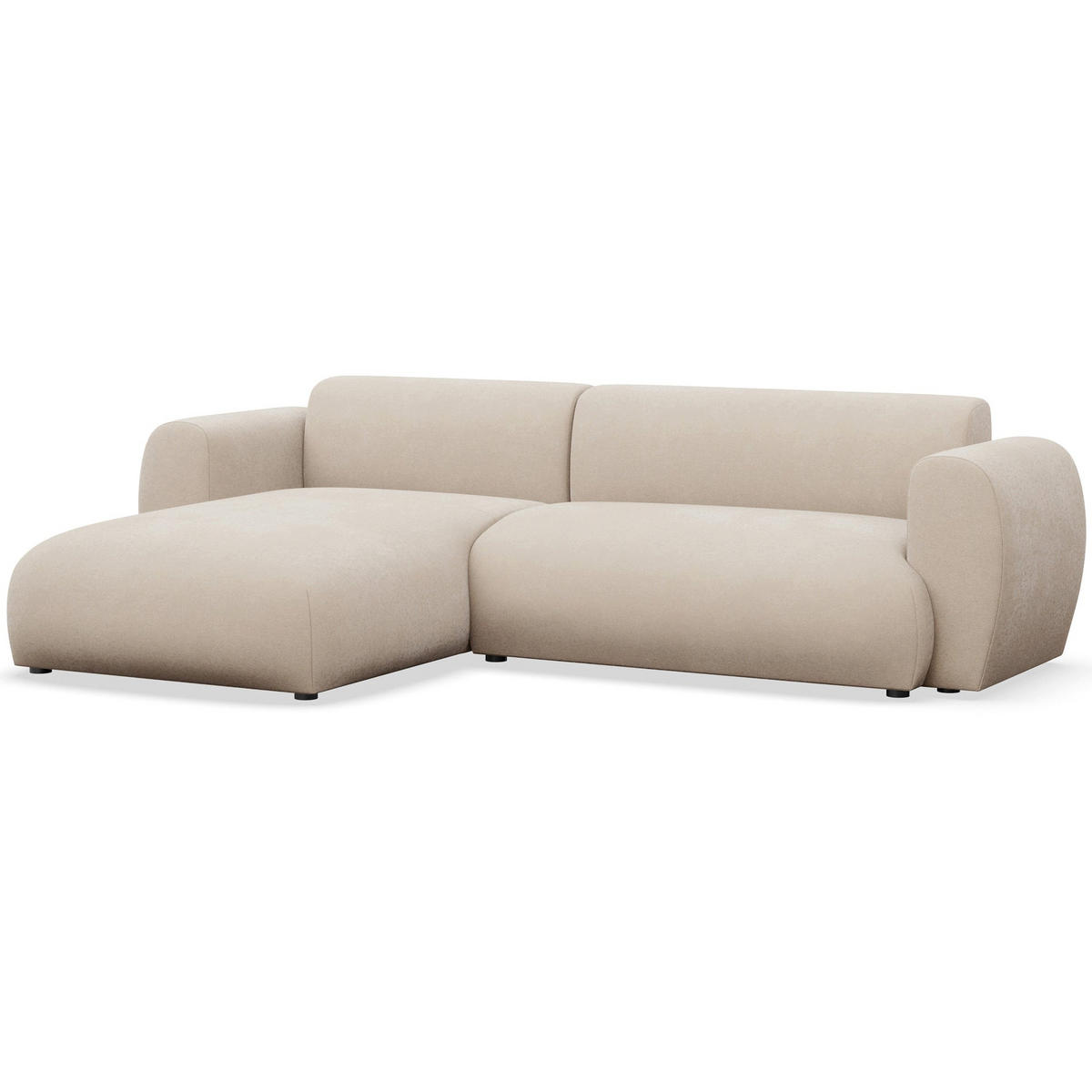 ECKSOFA Emia Creme links - Creme/Schwarz, Kunststoff/Textil (262/156cm) - Selsey