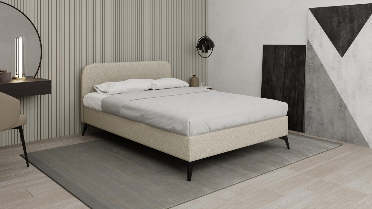 POLSTERBETT Mavilo 140 x 200 cm mit Bettkasten und Lattenrost, Ohne Matratze - Beige - Beige, Holz (140/200cm) - Panda Möbel