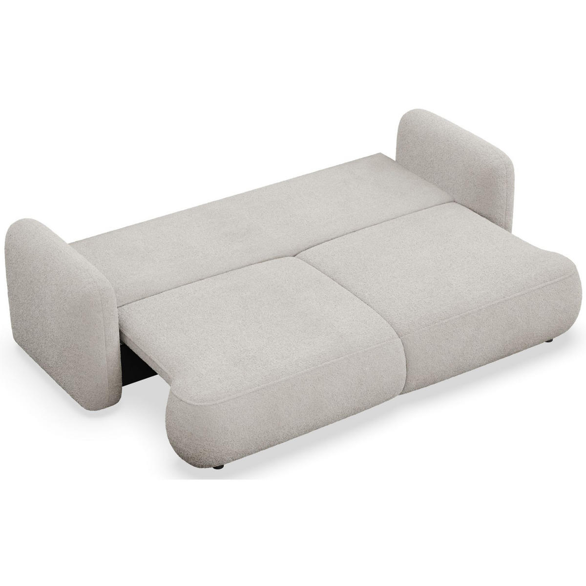 3-SITZER SCHLAFSOFA Tvoya Hellbeige Bouclé - Ecru/Schwarz, Kunststoff/Textil (253/82/110cm) - Selsey