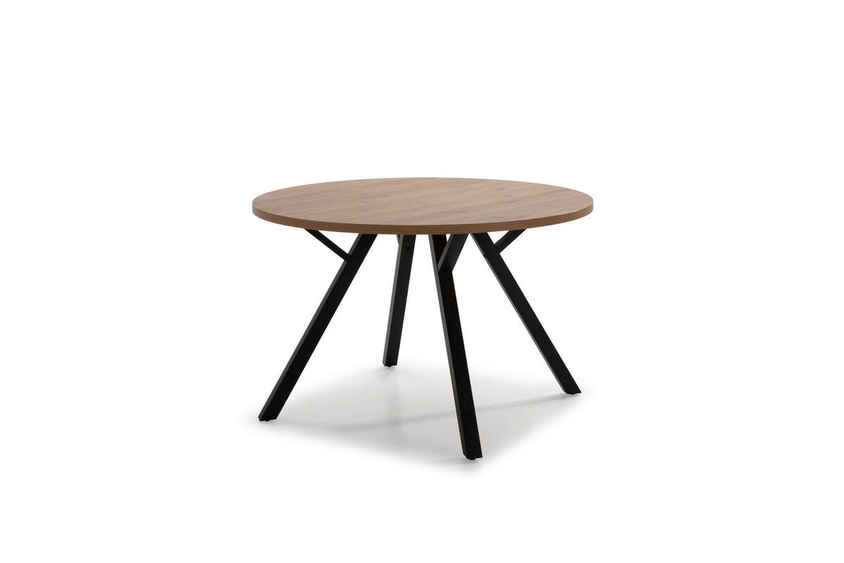 TISCH mit schwarzen Metallbeinen - beni 120/120/77 cm - Braun, Keramik (120/120/77cm) - Calicosy