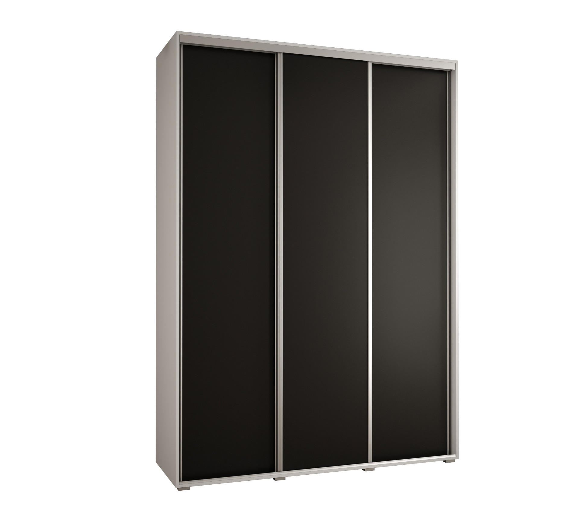 Abiks Möbel Schwebetürenschrank Weiß, Schwarz, Silber 180x235x45 cm