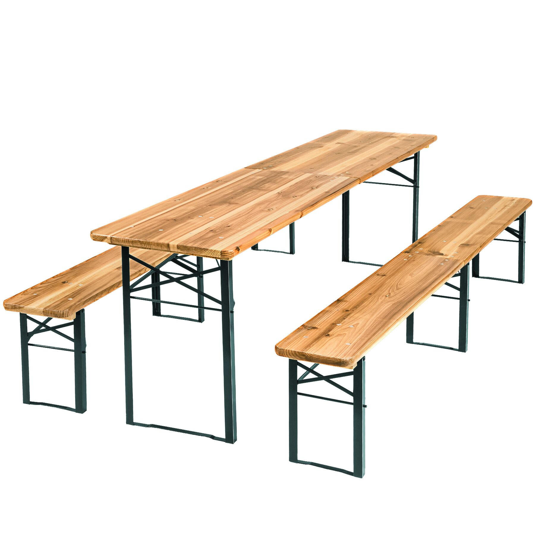 BIERZELTGARNITUR Ralf,Holzlackierung mit Klarlack,braun - Braun, Naturmaterialien/Holz - tectake