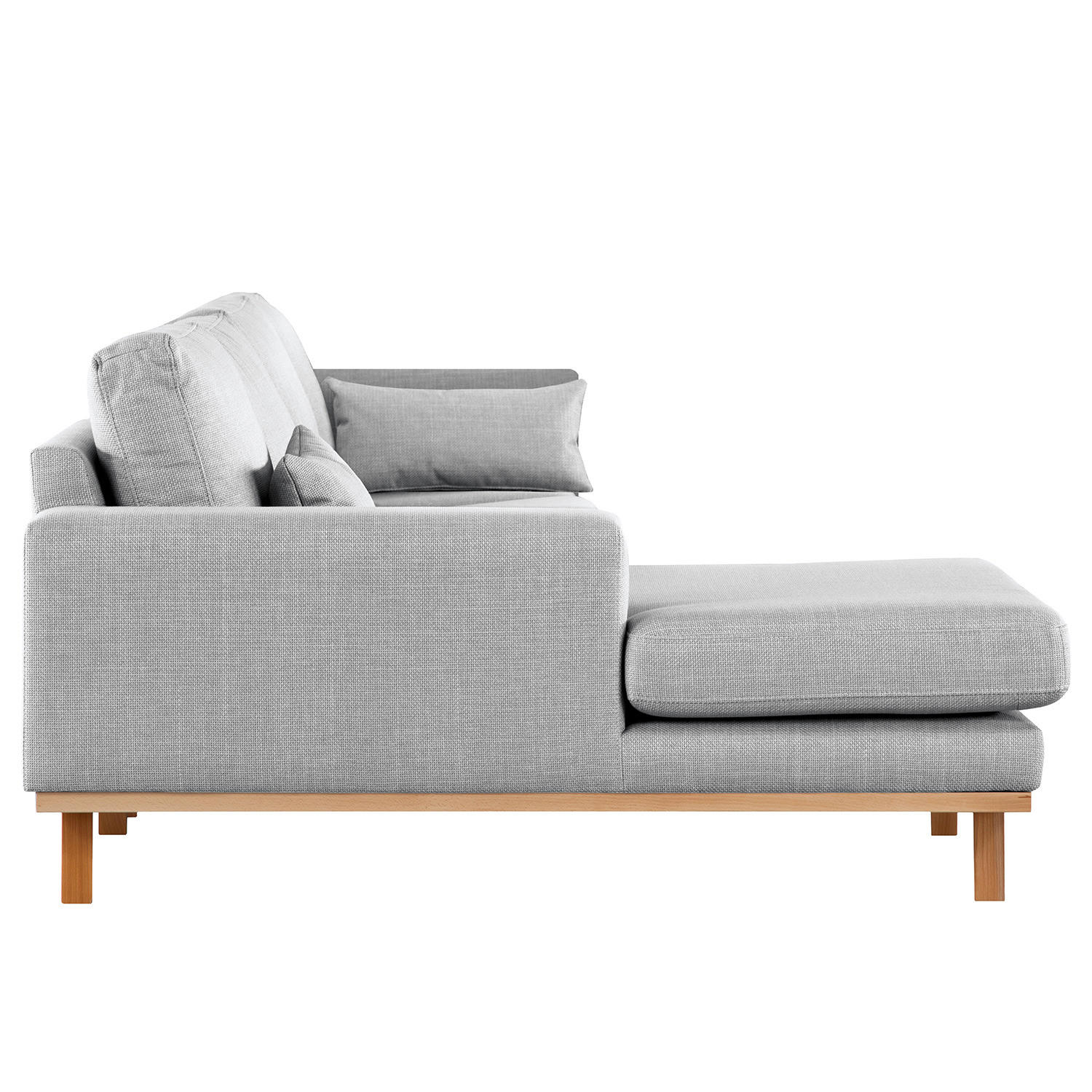 ECKSOFA mit Longchair - Buchefarben/Hellgrau, Textil (281/153cm) - home24