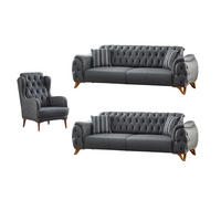 SITZGARNITUR Sigma Grau Grau Stellvariante:2+2+1 - Grau, Holz/Textil (180/85/90cm) - Villa Möbel