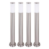LED WEGELEUCHTE Edelstahl Silber 4er Set - Silberfarben, Metall (11/80/80cm) - Globo Lighting