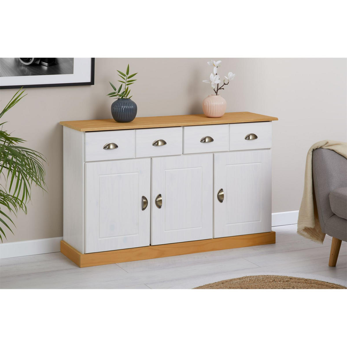 ANRICHTE PARIS - Weiß/Braun, Holz (116/73/35cm) - IDIMEX